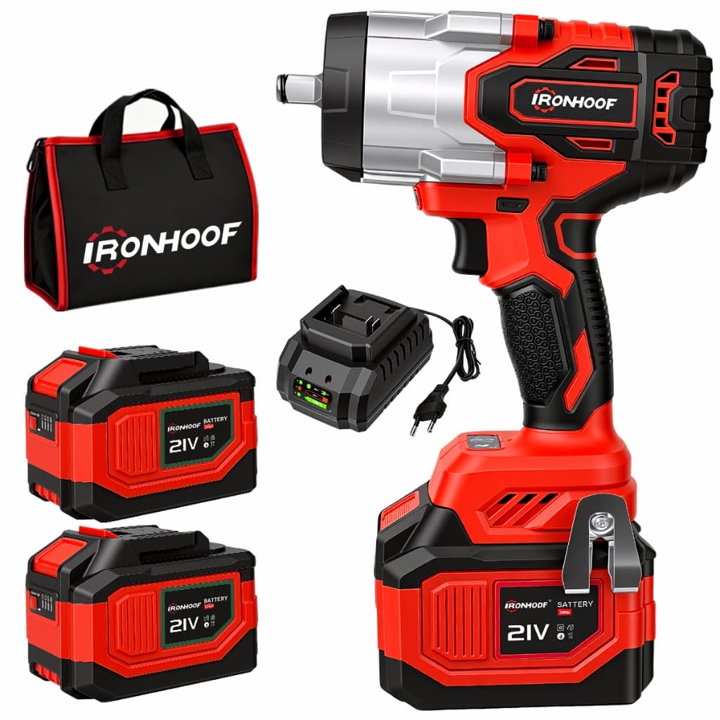 Chave De Impacto Potente 1700/1200/800NM Parafusadeira Brushless 2 Bateria