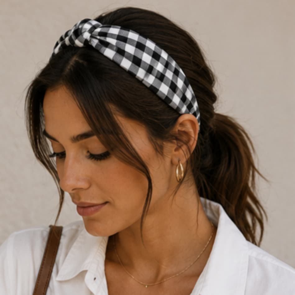 Faixa De Cabelo Modelo Headband / Faixa Tiara Xadrez