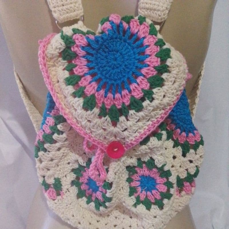 Bolsa Saco de Crochê Feminina Artesanal colorida