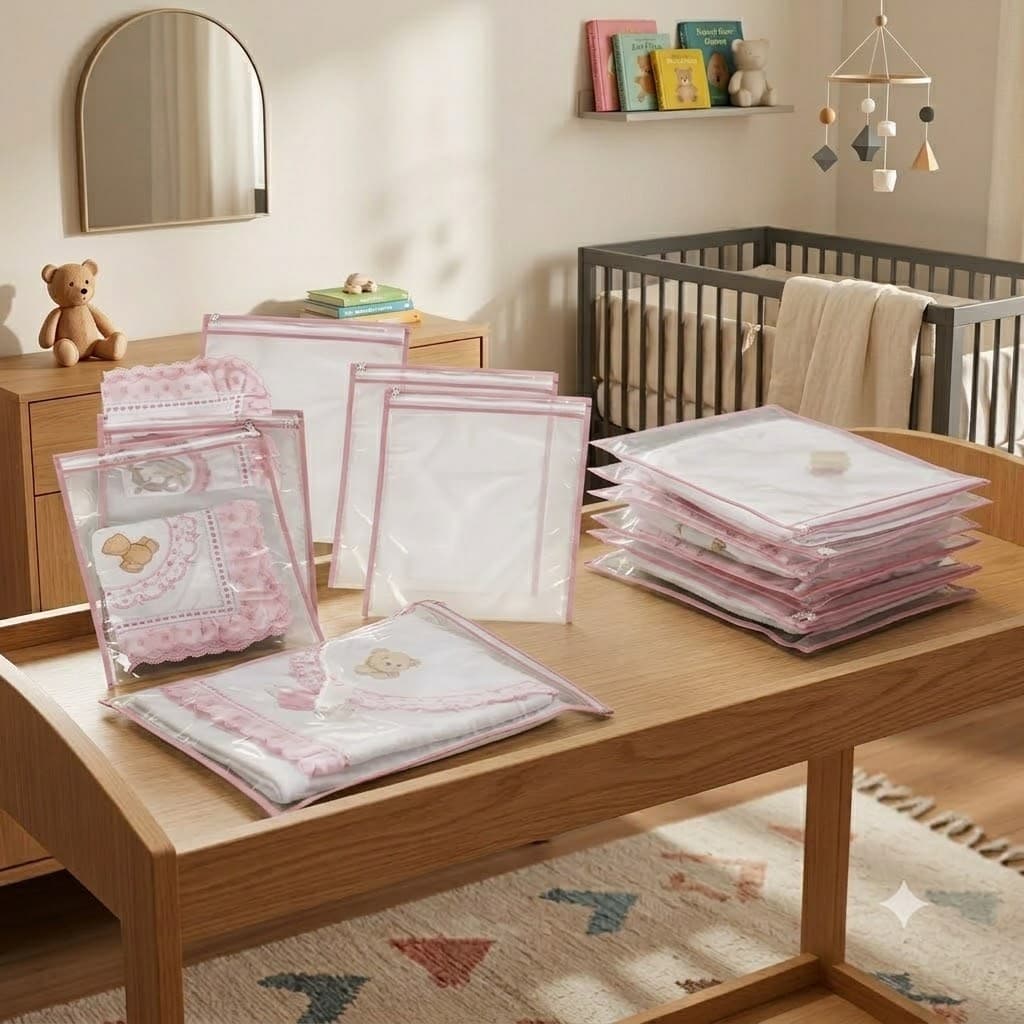 Kit 5 Saquinho Saco Maternidade Bebê Organizador Rosa Azul
