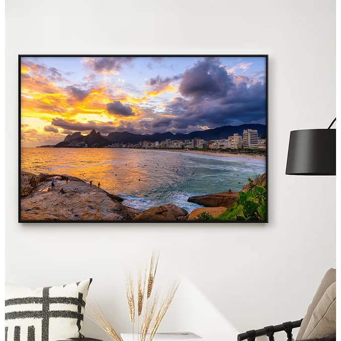 Quadro sem Vidro Paisagem Pôr do Sol na Pedra do Arpoador Rio de Janeiro Quadro Decorativo