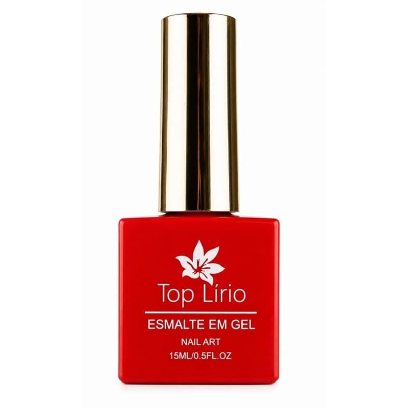 Esmalte em Gel Top Lírio 15ml Vermelho Intenso Nail Art Alta Pigmentação e Brilho Profissional