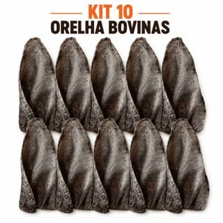 Kit 10 Orelhas Bovinas Nutekely | Petisco Natural 100% Bovino | Sem Conservantes | Mastigação Saudável para Cães