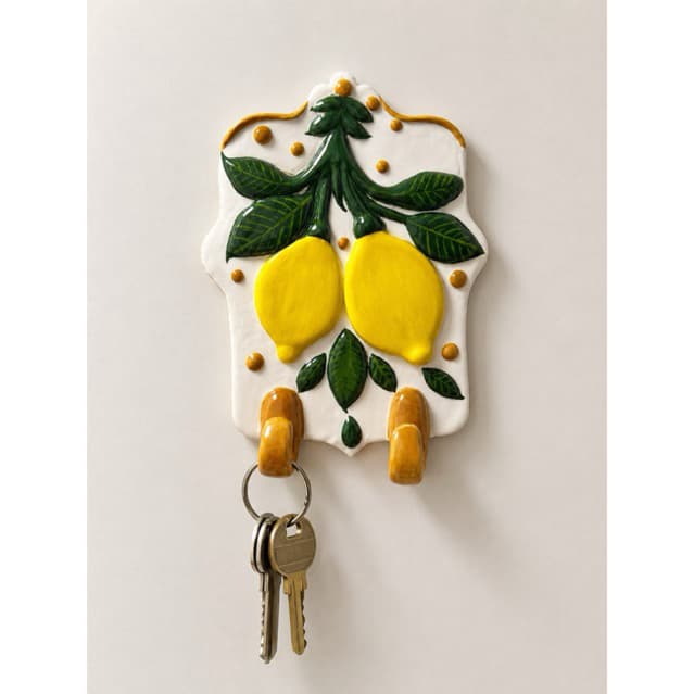 Porta-Chaves Criativo Limão em Cerâmica Fria Artesanal | Decorativo de Parede | Casa Limone porta chaves criativo na