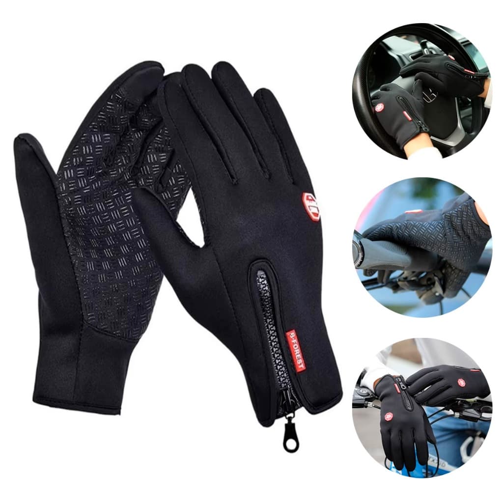 Luva Térmica Impermeável Touch Screen para Moto Bike Frio  Antiderrapante com Zíper