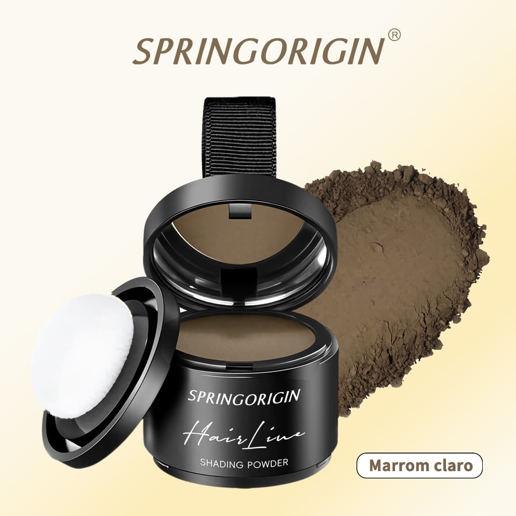 SpringOrigin Pó De Sombra De Cabelo Marrom Claro pó compacto para cabelo, coloração de uso único.