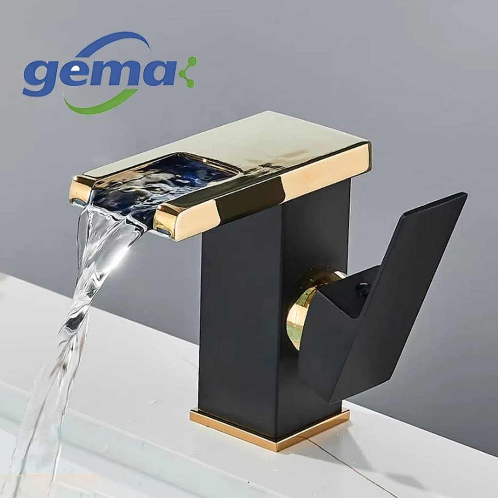 Torneira LED tipo cascata para lava-loiça com água quente e fria, torneira de bancada