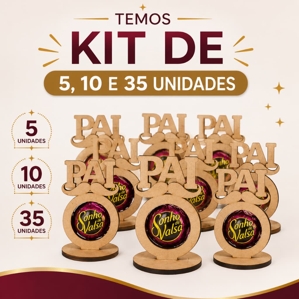 Kit Porta Bombom Dia dos Pais em MDF Presente Lembrancinha de Dia dos Pais