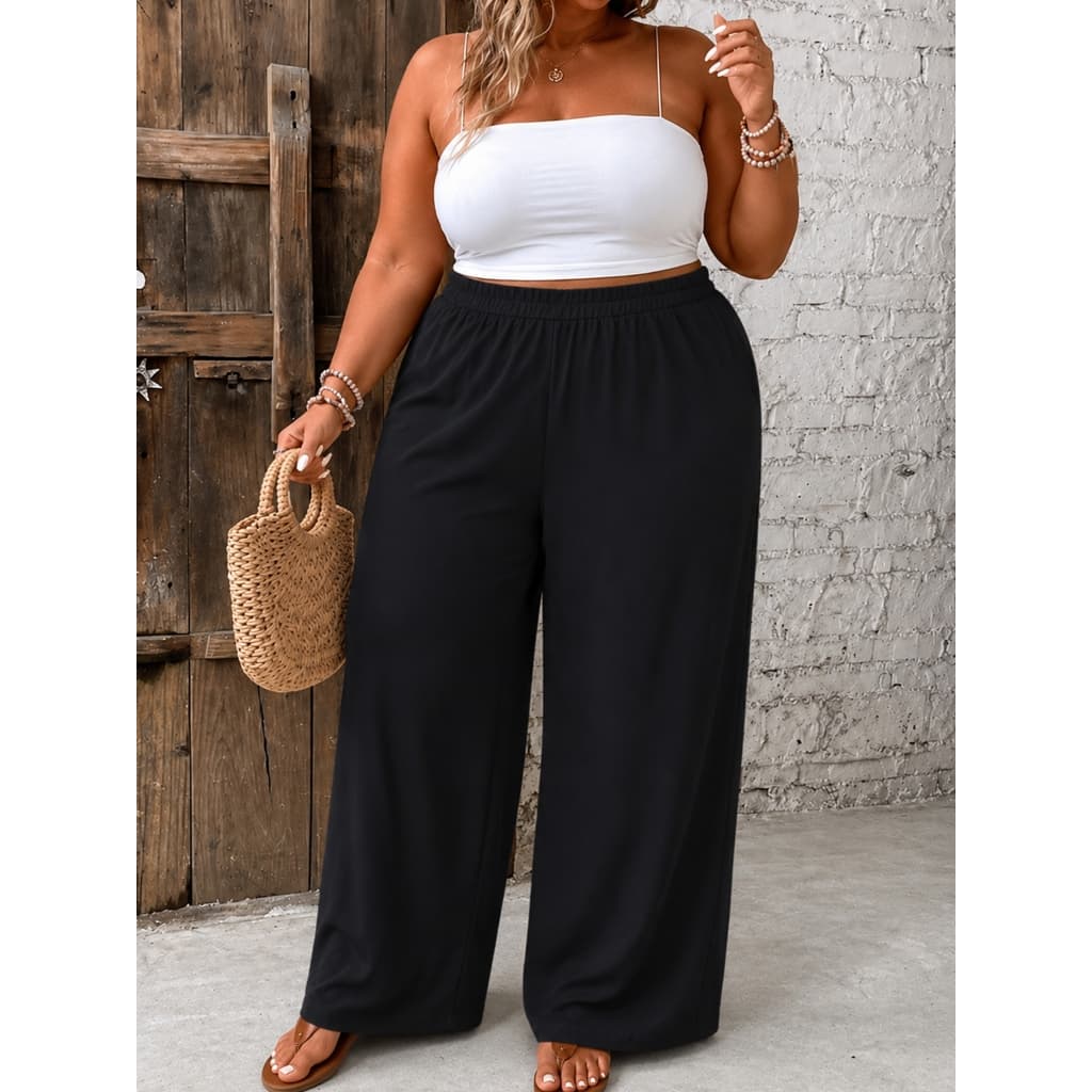 Calça Feminina Pantalona Plus Size Qualidade Difenciada Mulher Elegante para Trabalhar  Viscose Poliamida GG a G3