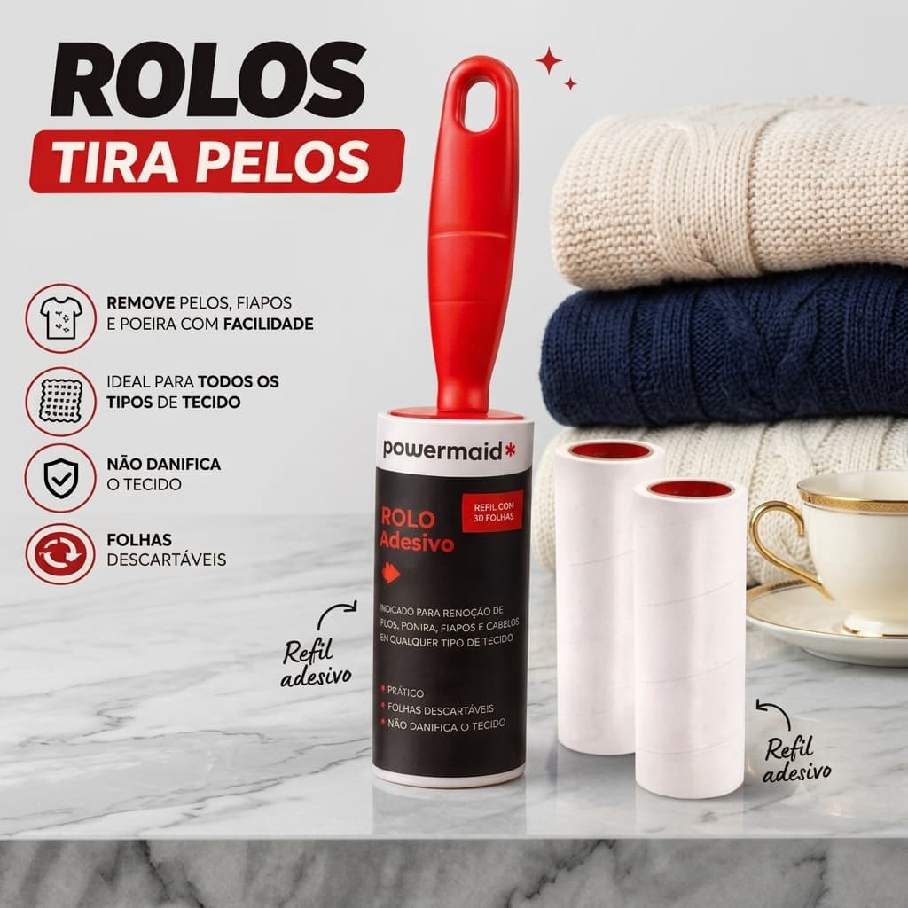 Kit até 2 Rolos Adesivos Tira Pelo Roupa Sofa Gatos Cachorro até 180 Folhas