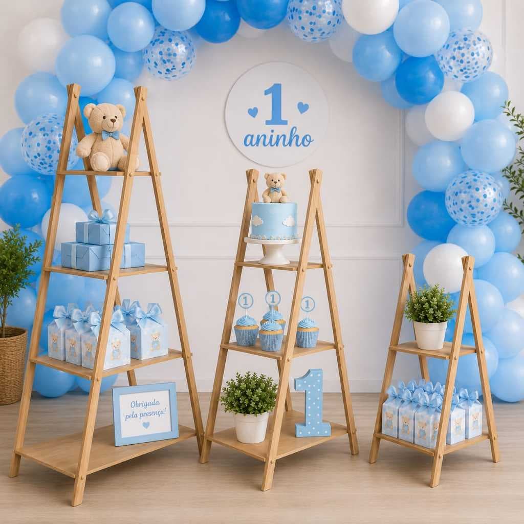 Kit 3 Escadinha de Chão Para Lembrancinhas e Doces Decoração de Festa