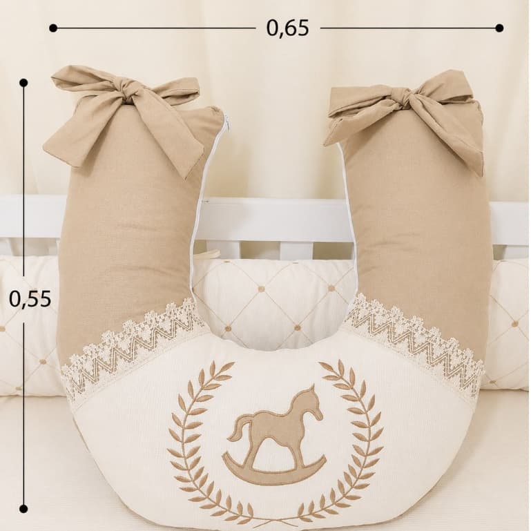 ALMOFADA PARA AMAMENTAÇÃO VÁRIAS CORES - BORDADA CAVALINHO - COM RENDA -DELICADA  -ESPECIAL - NEUTRA
