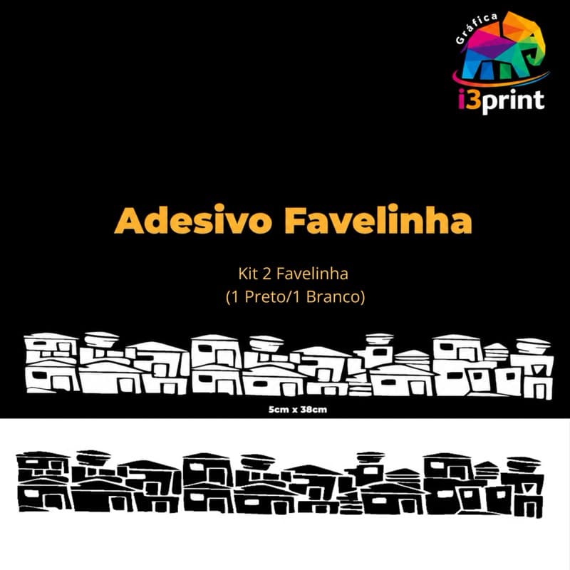 kit 2  adesivos Favelinha em Recorte para  fechar o quadro da bike moto decorativo branco/preto