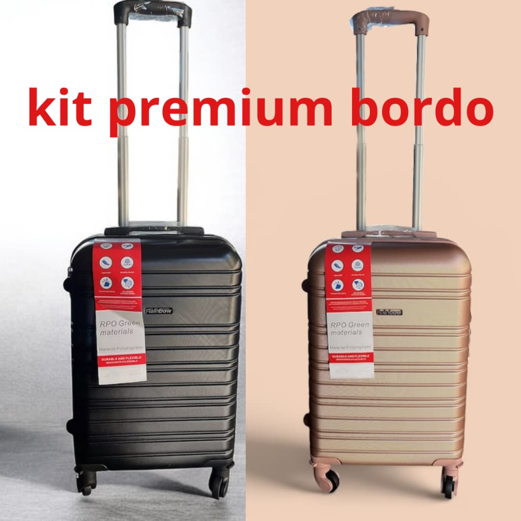 Kit 2 Malas de Viagem 20'' bordo Premium Polipropileno Rodas 360° Cadeado Senha Padrão ANAC