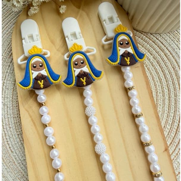 Prendedor para Batizado de Chupeta / Cordão de Bico Menina Batizado