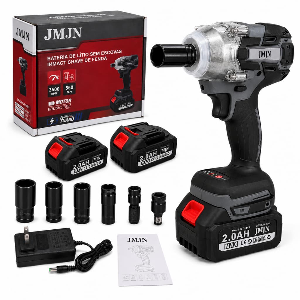 Chave de Impacto 48V a Bateria Sem Fio com 2 Baterias, Soquetes e Maleta Profissional