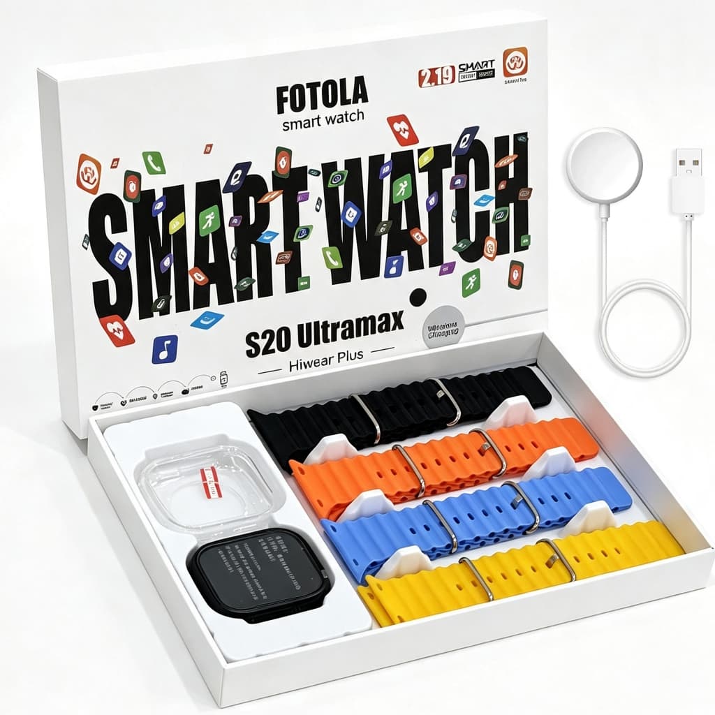 Relogio Smartwatch S20 UltraMAX -Tela 2.2"NFC Bluetooth Chamadas  Notificações Redes Sociais Re Esportes Relógio Intelig