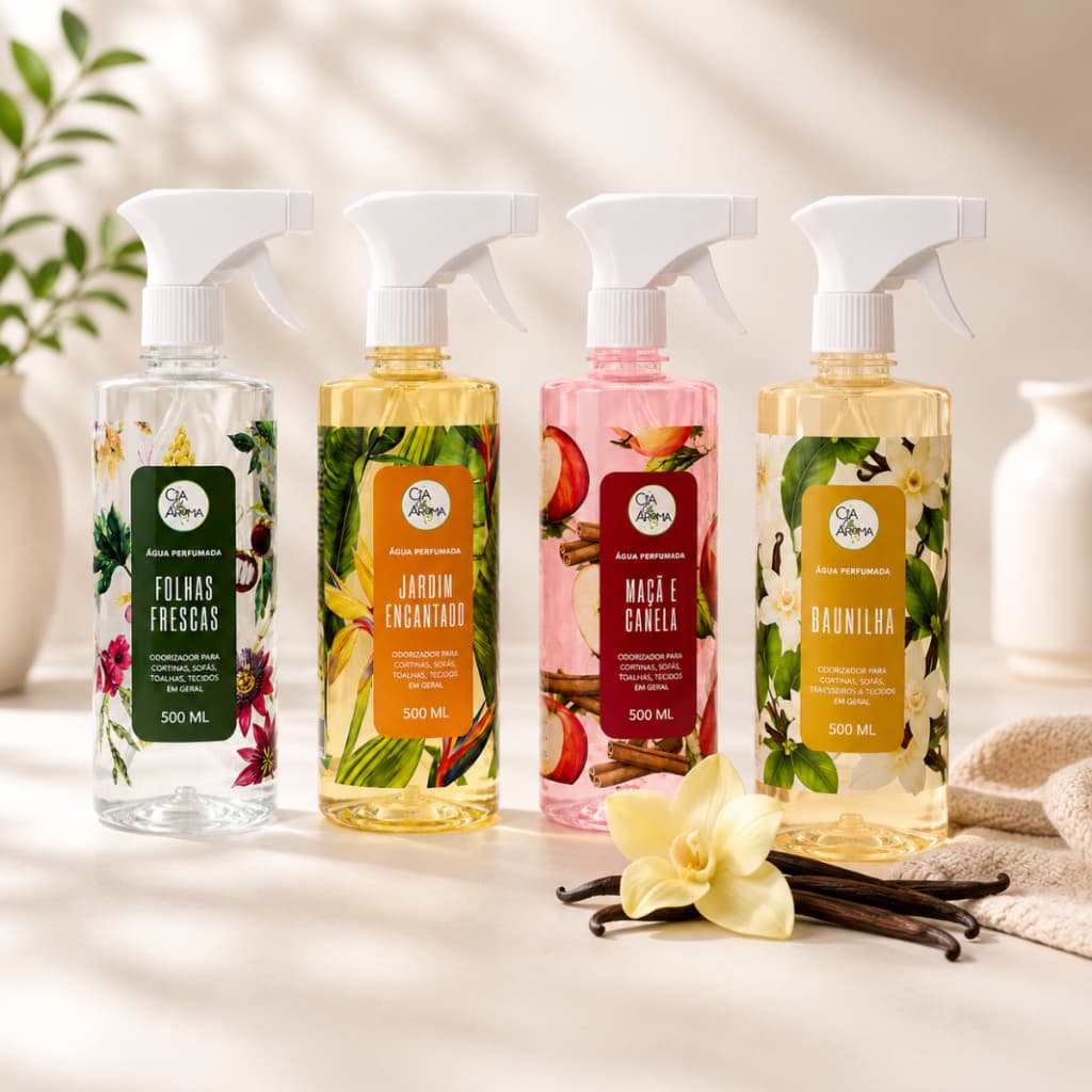 Água Perfumada 500ml Roupas Tecidos Sofá Toalhas Cortinas Com Borrifador Vários Aromas