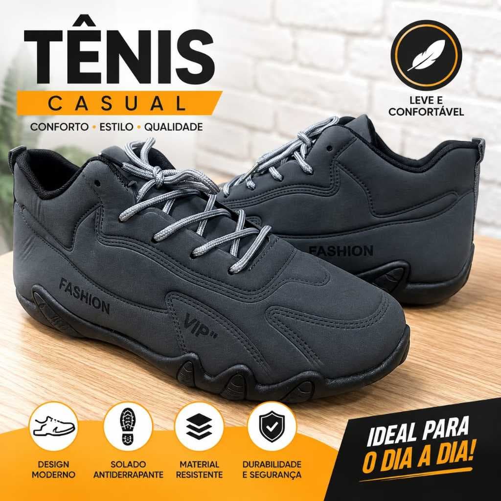 Tenis Esportivo Calçado Cinza Lancaster Masculino Feminino Solado Antiderrapante para Lazer Festas Trabalho Escola