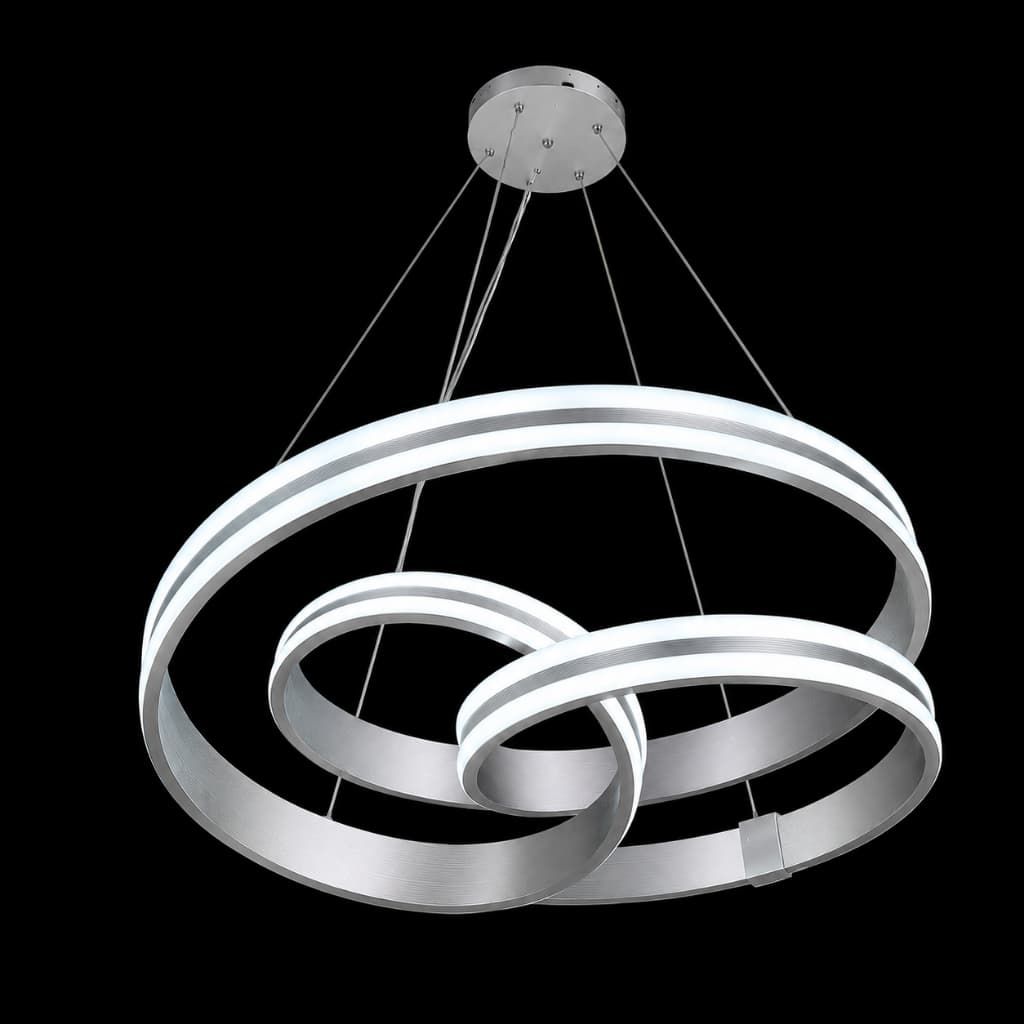 LUSTRE ARGOLAS LED PRATA- DESIGN MODERNO C/ 3 TONS DE LUZ