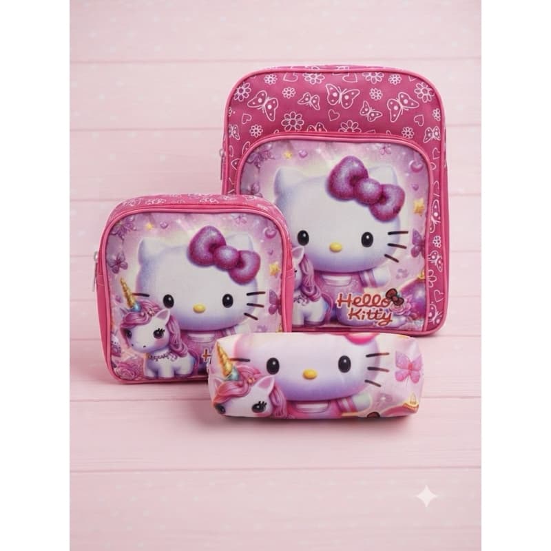 kit mochila infantil personagem hello kitty precinho