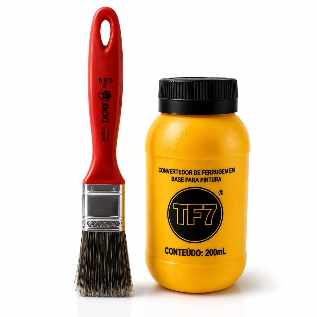 Kit TF7 Convertedor de Ferrugem 100ml + Pincel 1" Removedor Oxidação e Preparação para Pintura
