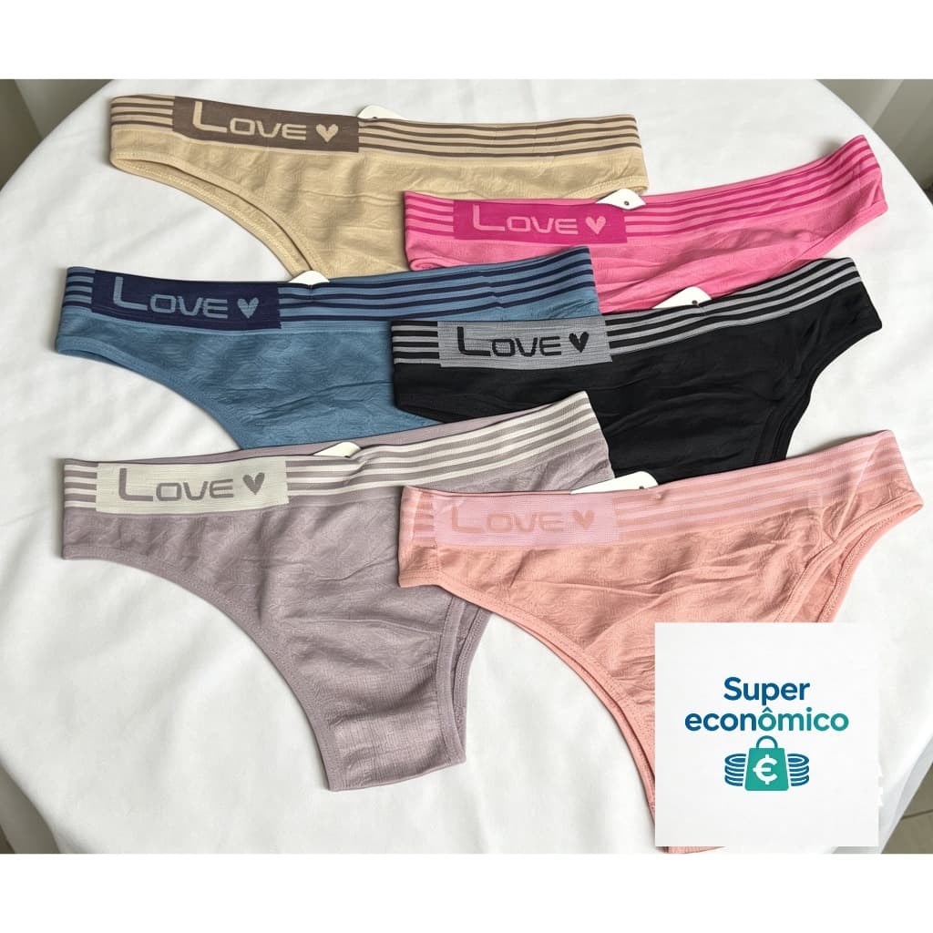 Calcinha Feminina Cintura Estampada LOVE, Confortável e Macia