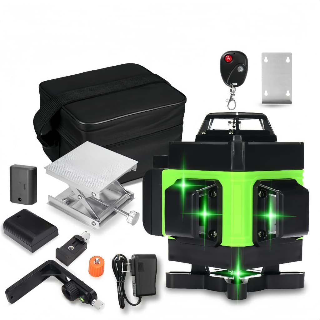 Nível a laser ajustável de 12 linhas, nivelamento de 360°, Autonivelante，2 Baterias