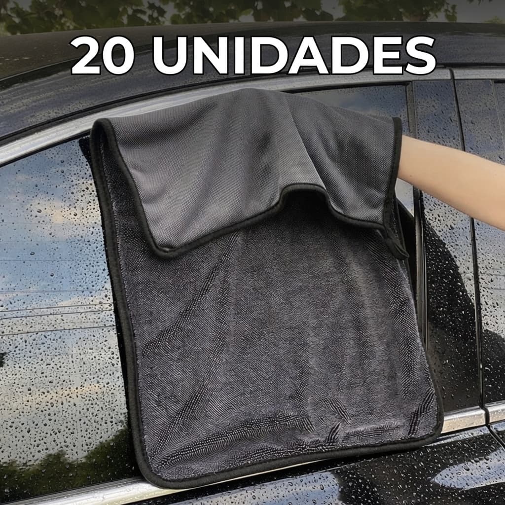 20 UNIDADES Toalha de Secar 600gsm Tipo Detailer 60x40cm Automotiva Secagem Microfibra Magica Carro
