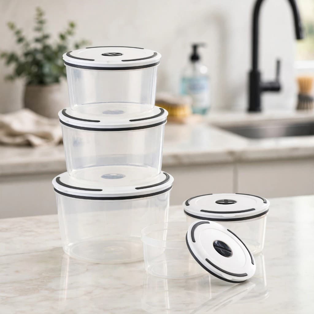 Conjunto 5 Potes Cozinha Herméticos Redondos