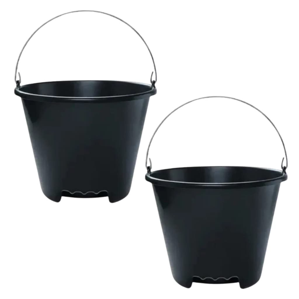 Kit Baldes 12l Preto Resistente Plástico Durável Duas Uni