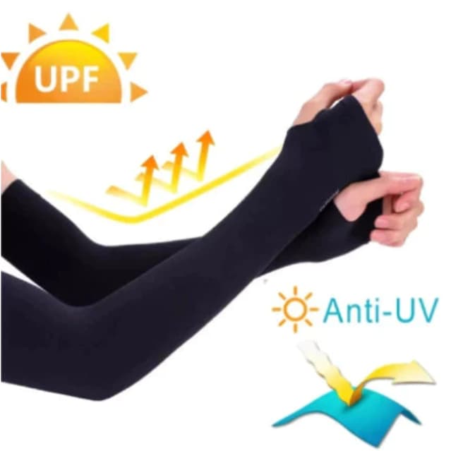 1/2/3 Pares Manguito com Dedo Proteção Solar UV Fino Seda Respirável 40cm Infantil Adulto Unissex