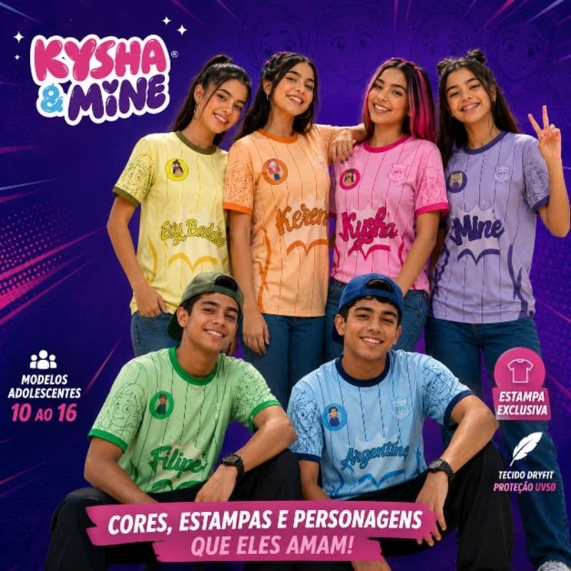 Camiseta turma Kisha E Mine listrada Lance De Escola Youtuber best friends Show camiseta kisha e mine colegial