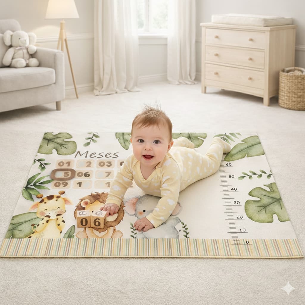 Tapete Atividades Bebê Ateliê Amor de Mãe Savana Brinquedo Mesversário Cenário Infantil Fotos