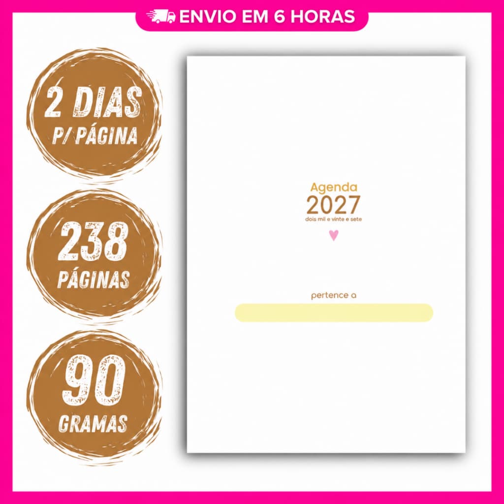 Kit 4 Unid. Miolo Impresso Agenda Fofinha 2DPP 2027 | Tamanho A5 | Papel 90gr Planner Agendamento