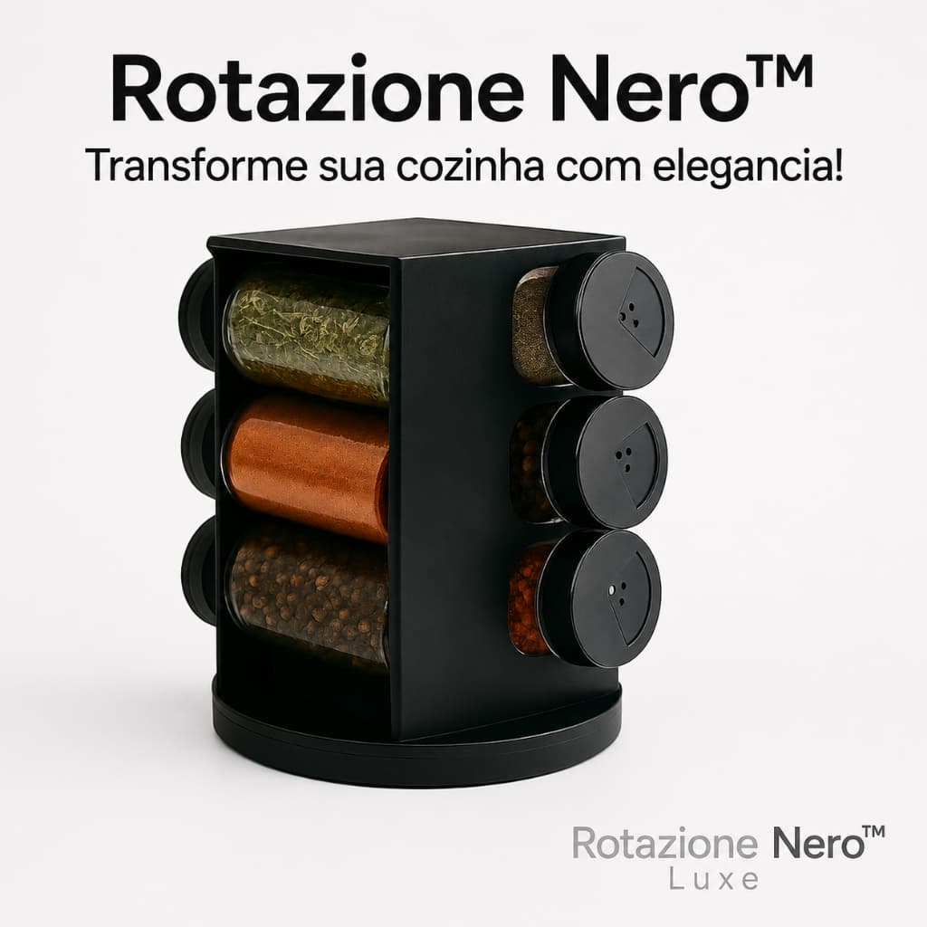 Porta Temperos Giratório 360° 6 Potes de Vidro Porta Condimentos Organizador de Cozinha