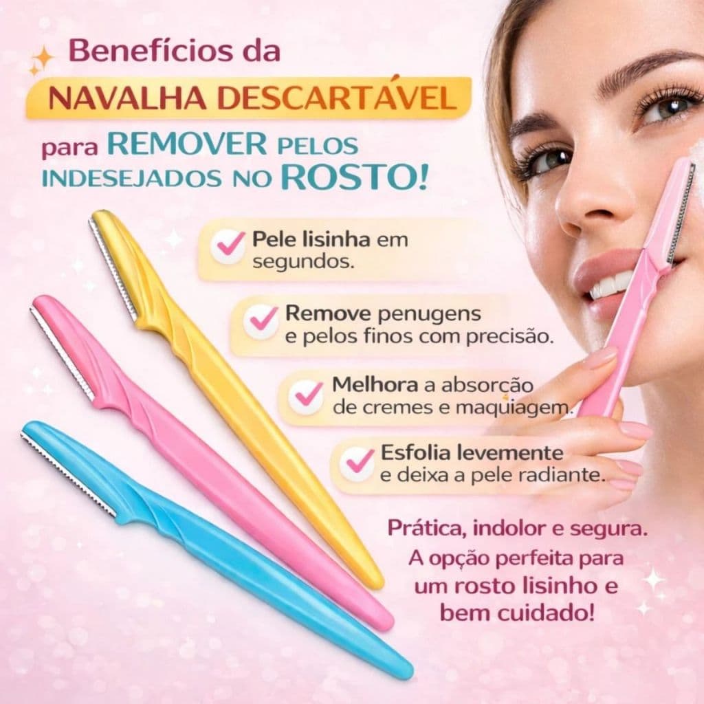 KIT 3/6/9/12/30 Navalha Sobrancelha Rosto Lâmina Depilação Facial Navalha Plástico Design  Duhome