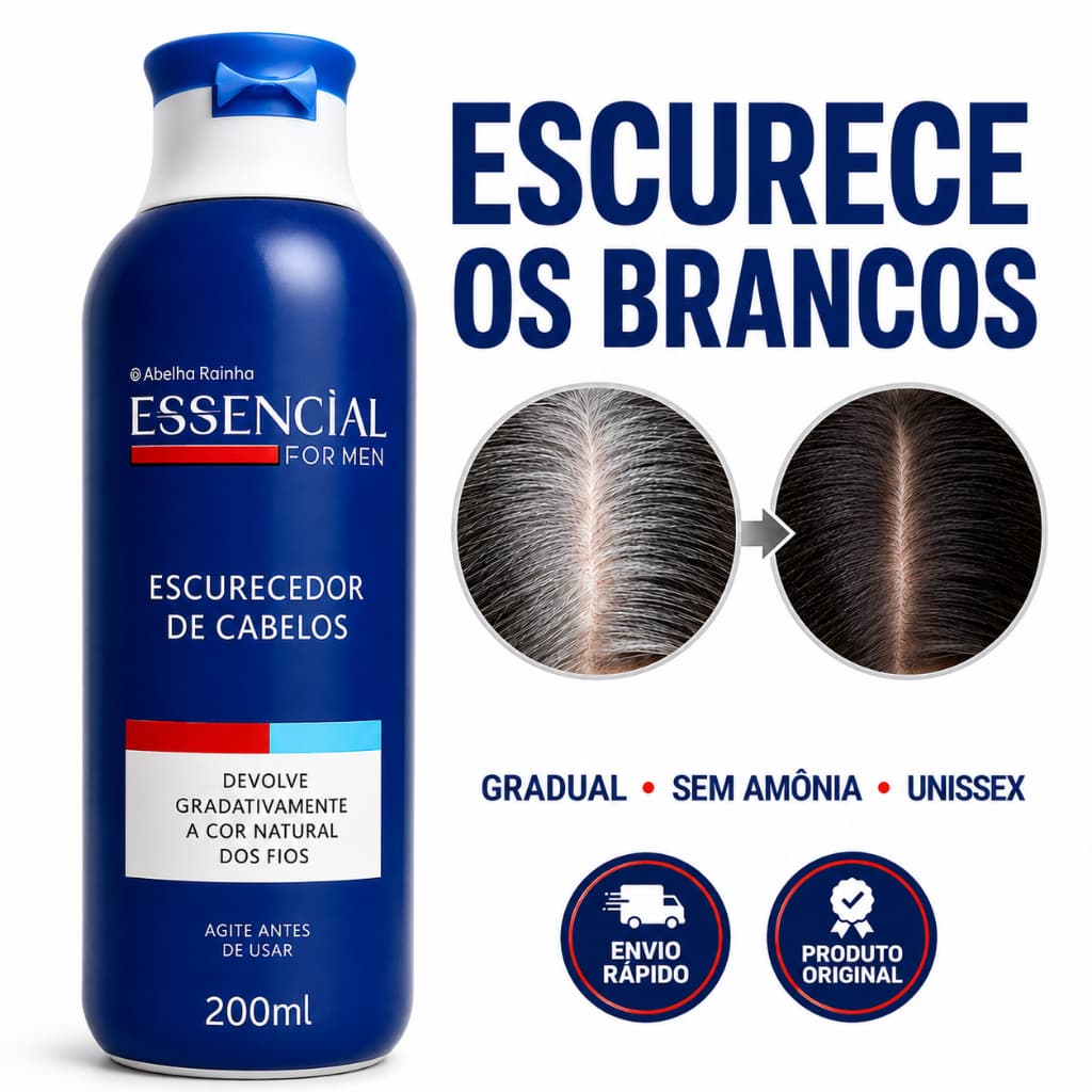 Escurecedor de Cabelos Brancos Grisalhos Gradual Sem Amônia Unissex 200ml Abelha Rainha Original