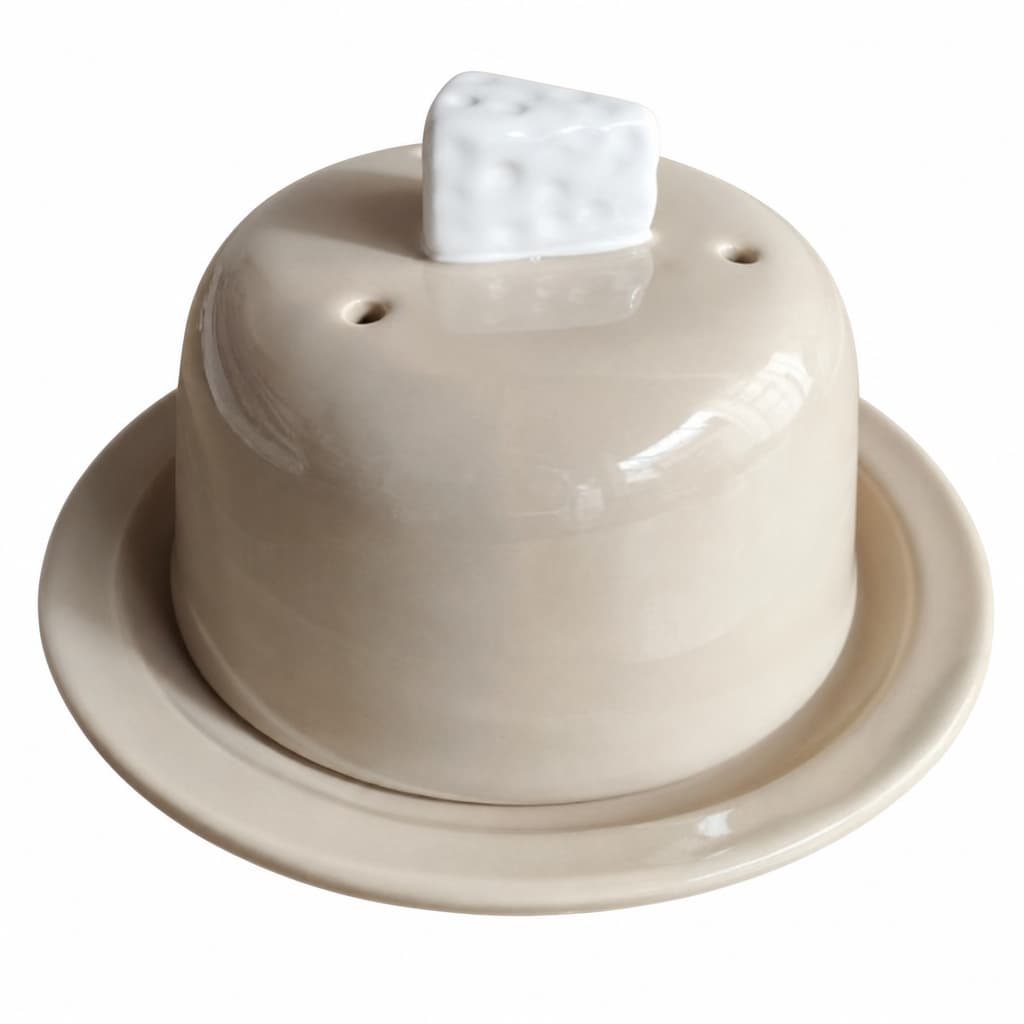 Queijeira de Cerâmica Artesanal - Mesa Posta Decoração Cozinha Louça Decorativa para Servir Queijo Café da Manhã