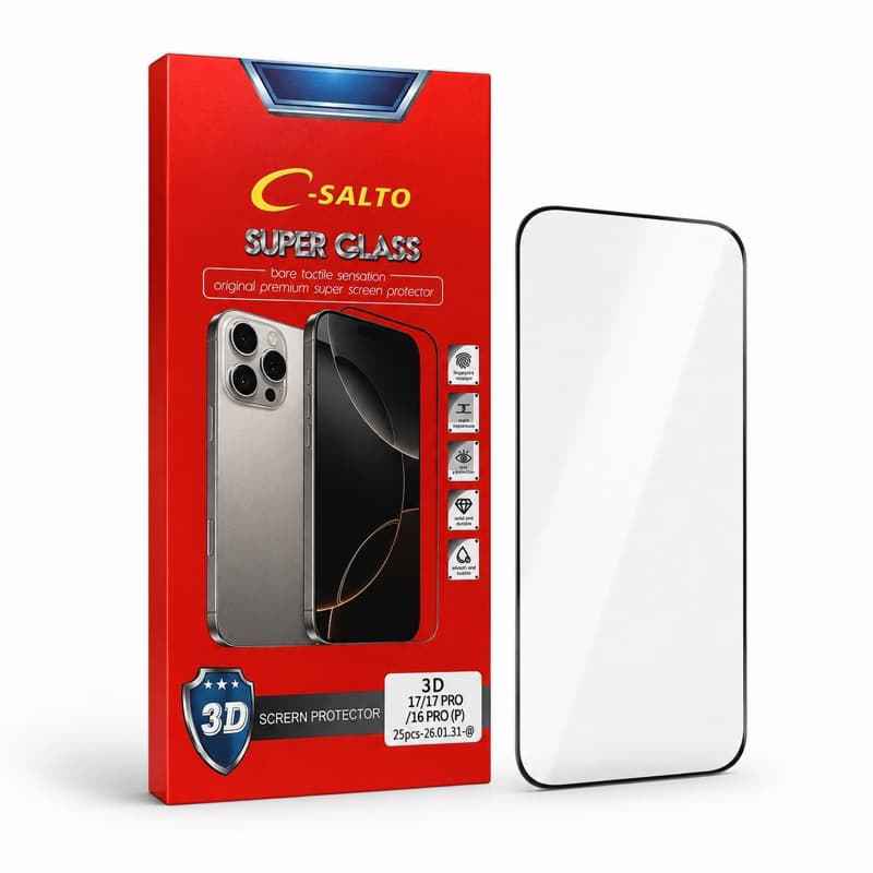 Caixa 25 Películas 3D iPhone 17 17 Pro 16 Pro Vidro Temperado Premium Alta Resistência HD Anti Risco Touch Sensível