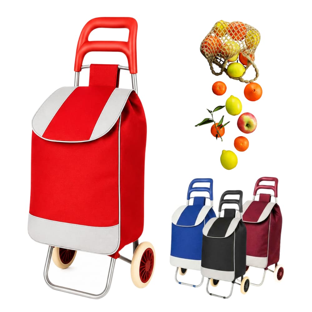 Carrinho De Feira Compras Reforçado Suporta Até 30kg – Dobrável E Impermeável Bolsa Grande E Rodas