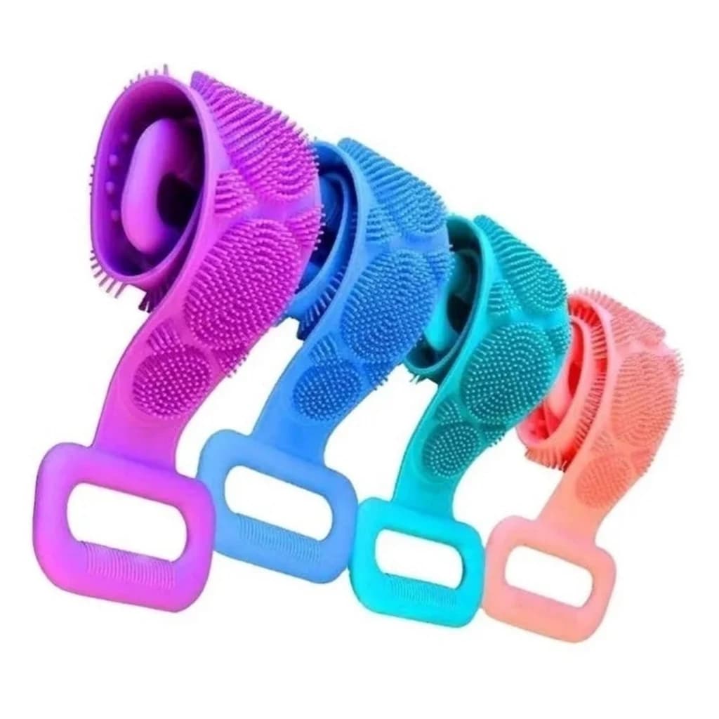 Escova de banho de silicone antibacteriana para massagem, esfoliação e limpeza completa do corpo.