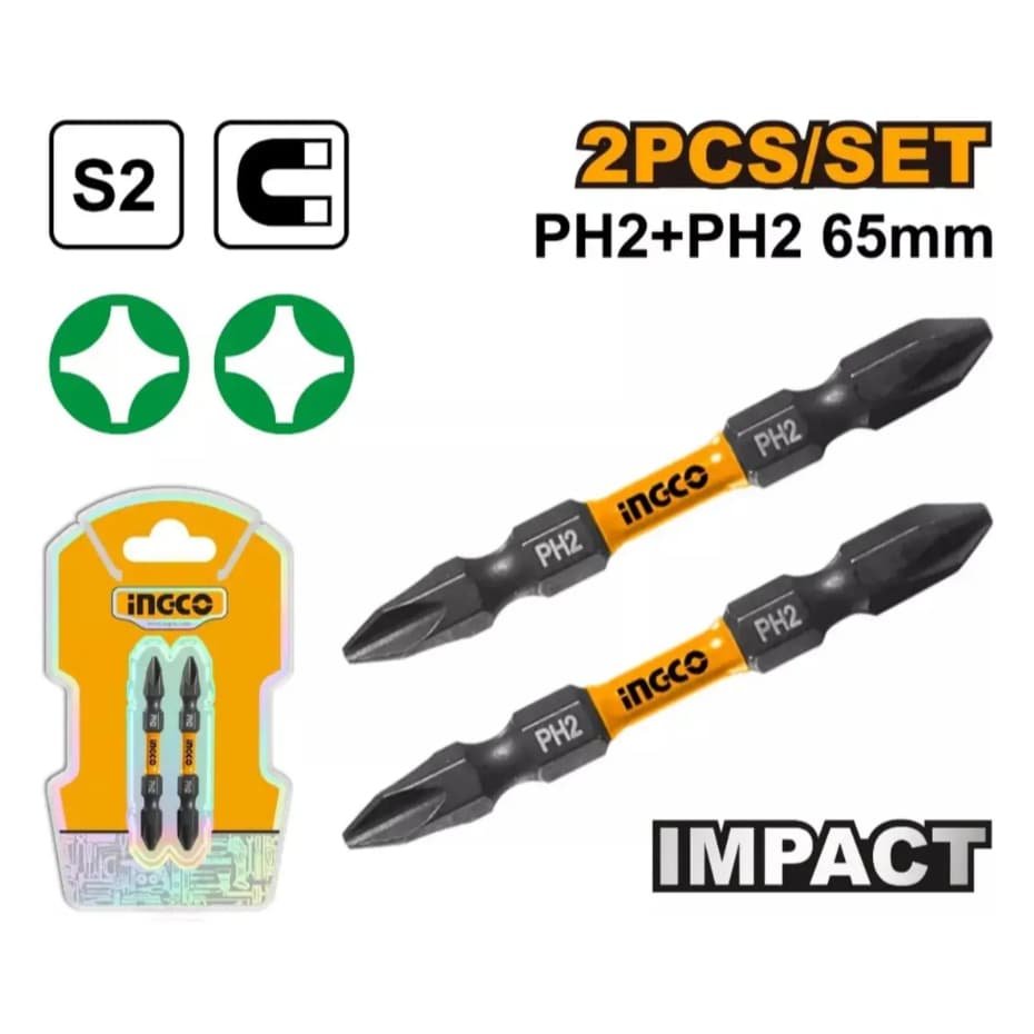 Kit Bits Impacto Black Philips Ph2 X 65mm 2 Peças Ingco