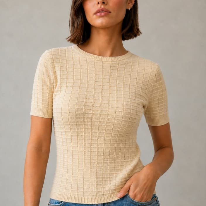 Blusa Feminina Manga Curta Quadriculada Básica Blogueira Tendência Estilosa