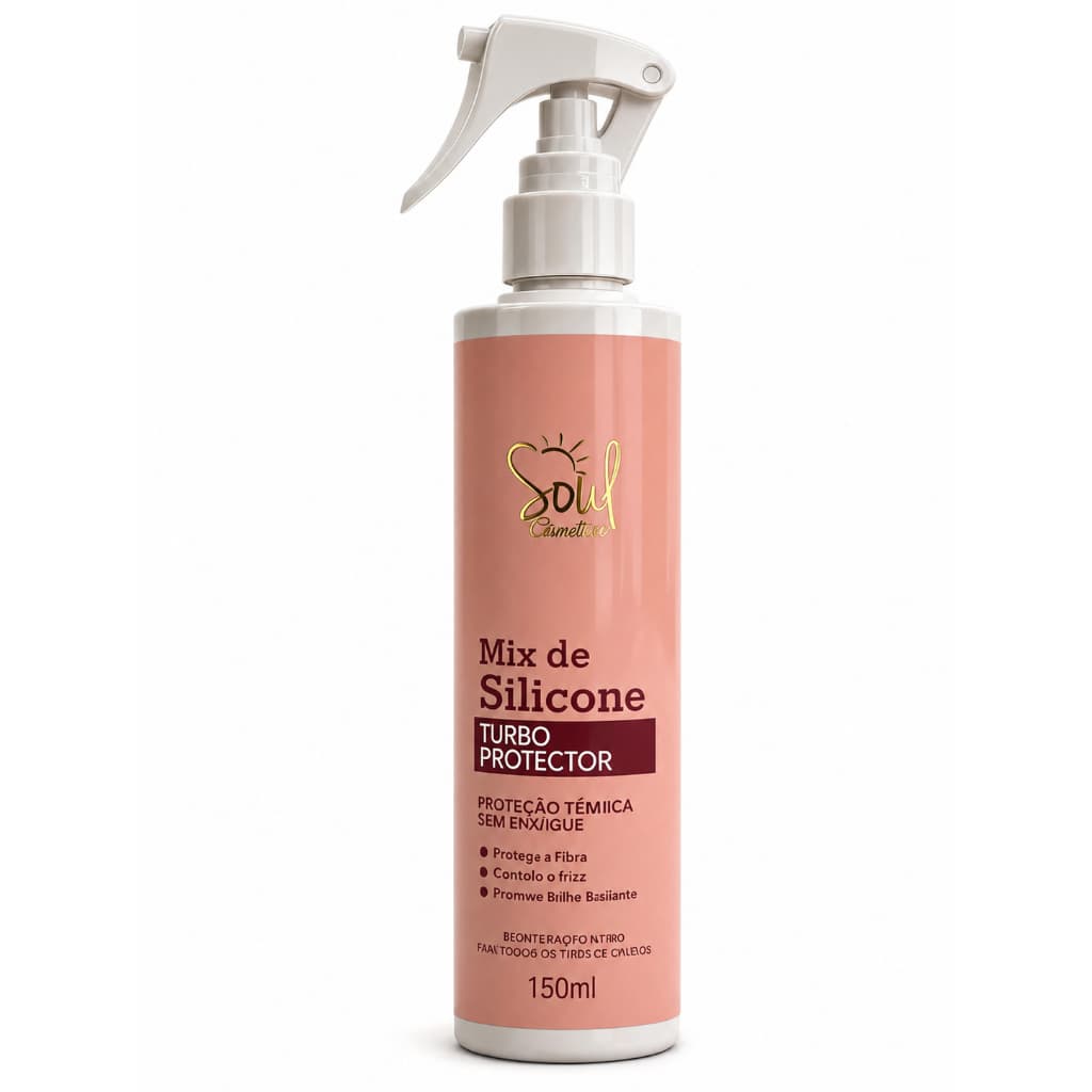 Spray Mix de Silicone Turbo Protector 150ml Lançamento Soul cosméticos – Proteção Térmica Sem Enxágue