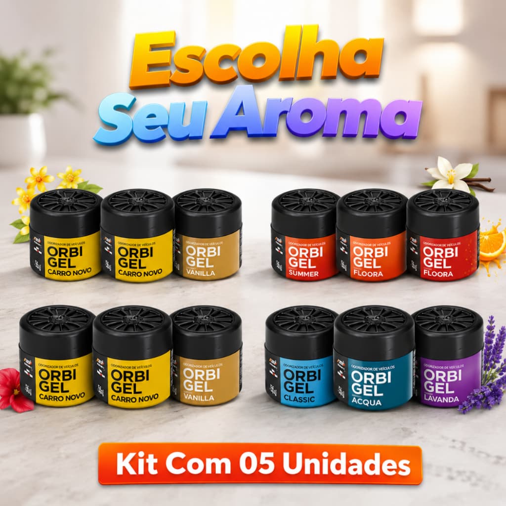 Cheirinho Para Carro Orbi Gel Aromatizador Automotivo Longa Duracao Kit 5 Unidades