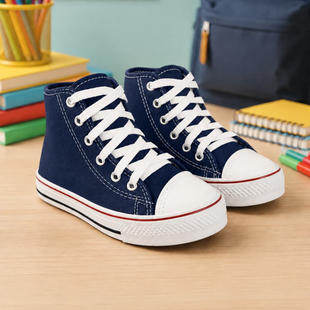 Tênis Botinha Infantil Estilo Vintage – Confortável e Level Preta Branca Criança