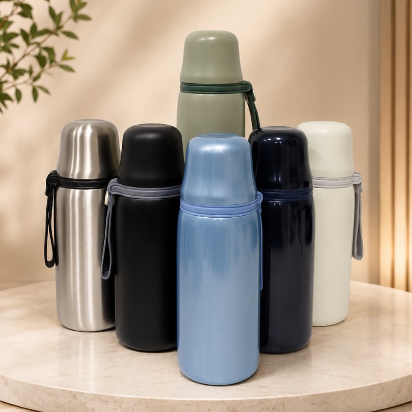 Garrafa Térmica em Aço Inox 304 –  Garrafa 650ml | Parede Dupla com Copo e Filtro