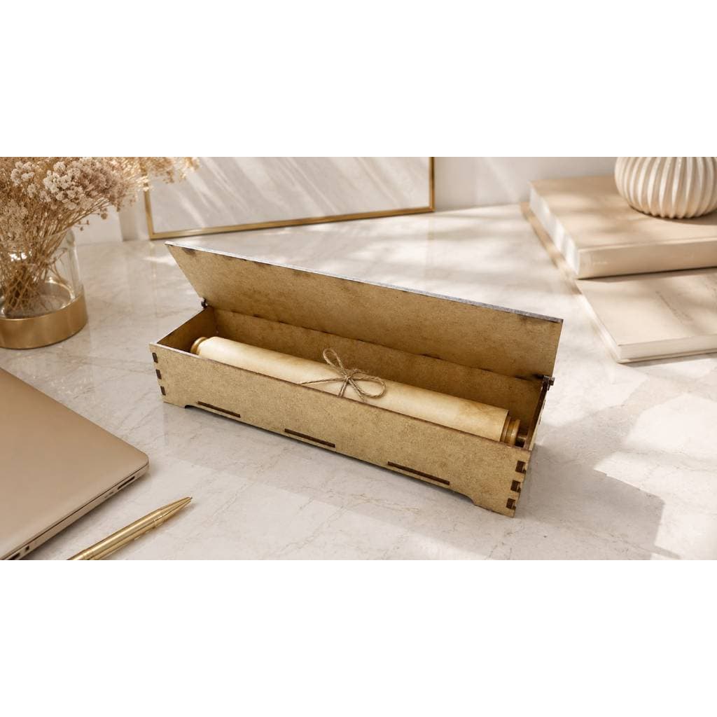 caixa em mdf para pergaminho 25x7x5 caixa para convite casamento