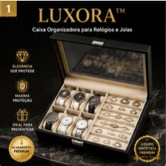Caixa Organizadora para Relógios e Joias com Tampa de Vidro 6 Relógios e Porta Joias | Luxora™
